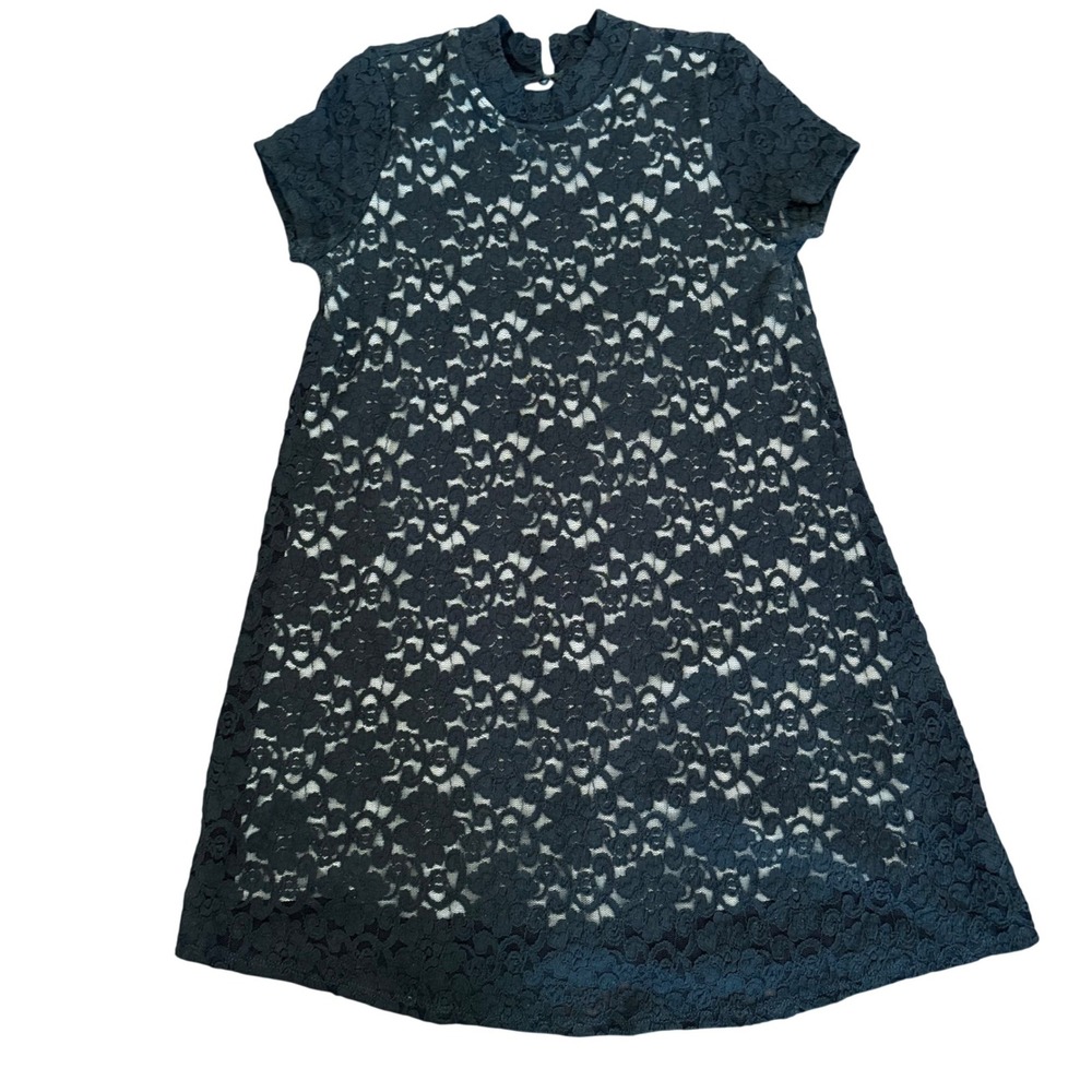 Audrey 3+1 Black Floral Lace Open Back High Neck Mini Shift Dress Whimsy Goth